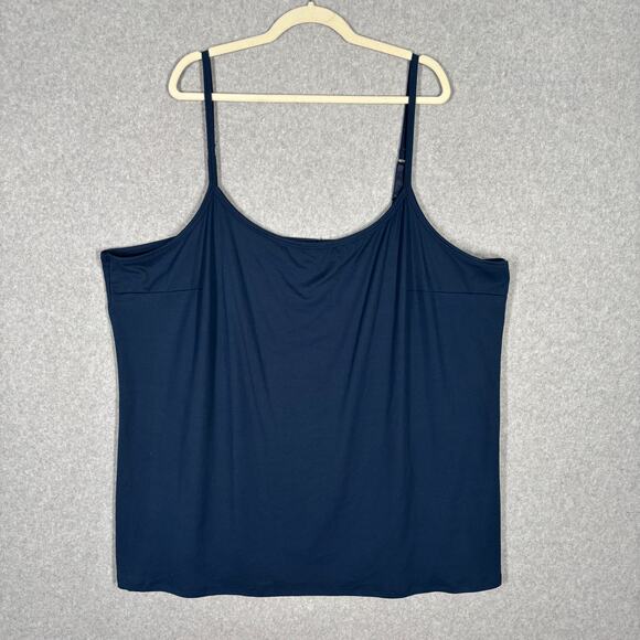 Terra‎ Sky Tank Top 5X Navy Cami Stretch Jersey Layer Spaghetti Casual Thin - Picture 1 of 10